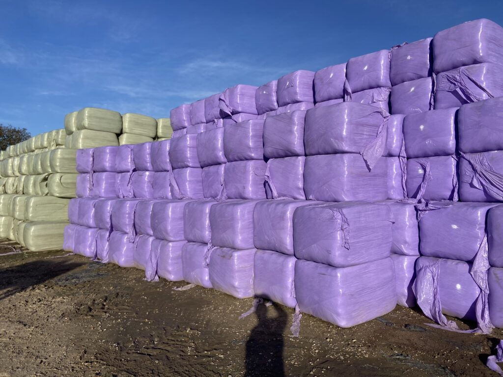 Stack of our haylage bales